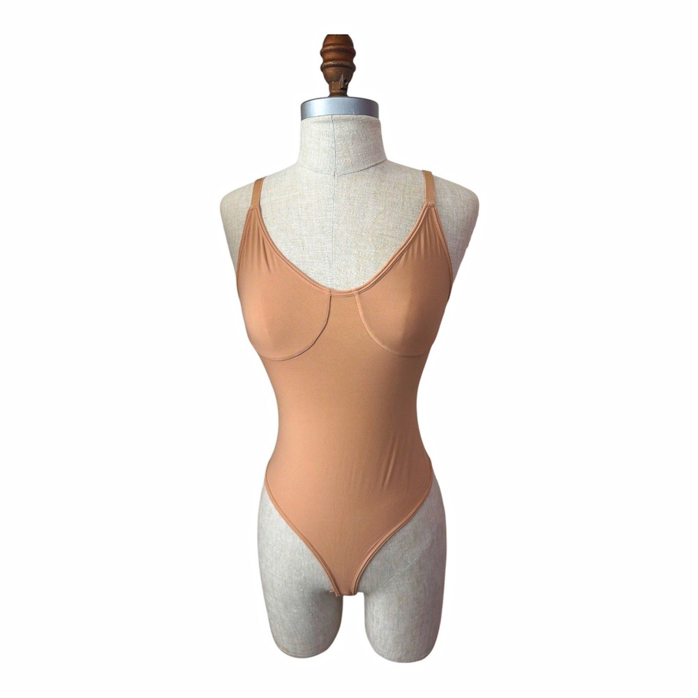 Fengbay Women's Thong Shapewear Bodysuit lg Beige Adjustable Straps